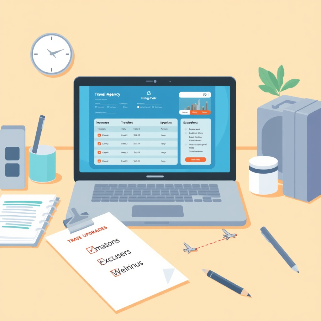 Schema operativo di upselling e cross-selling per agenzia di viaggio con checklist e punti di contatto della pratica