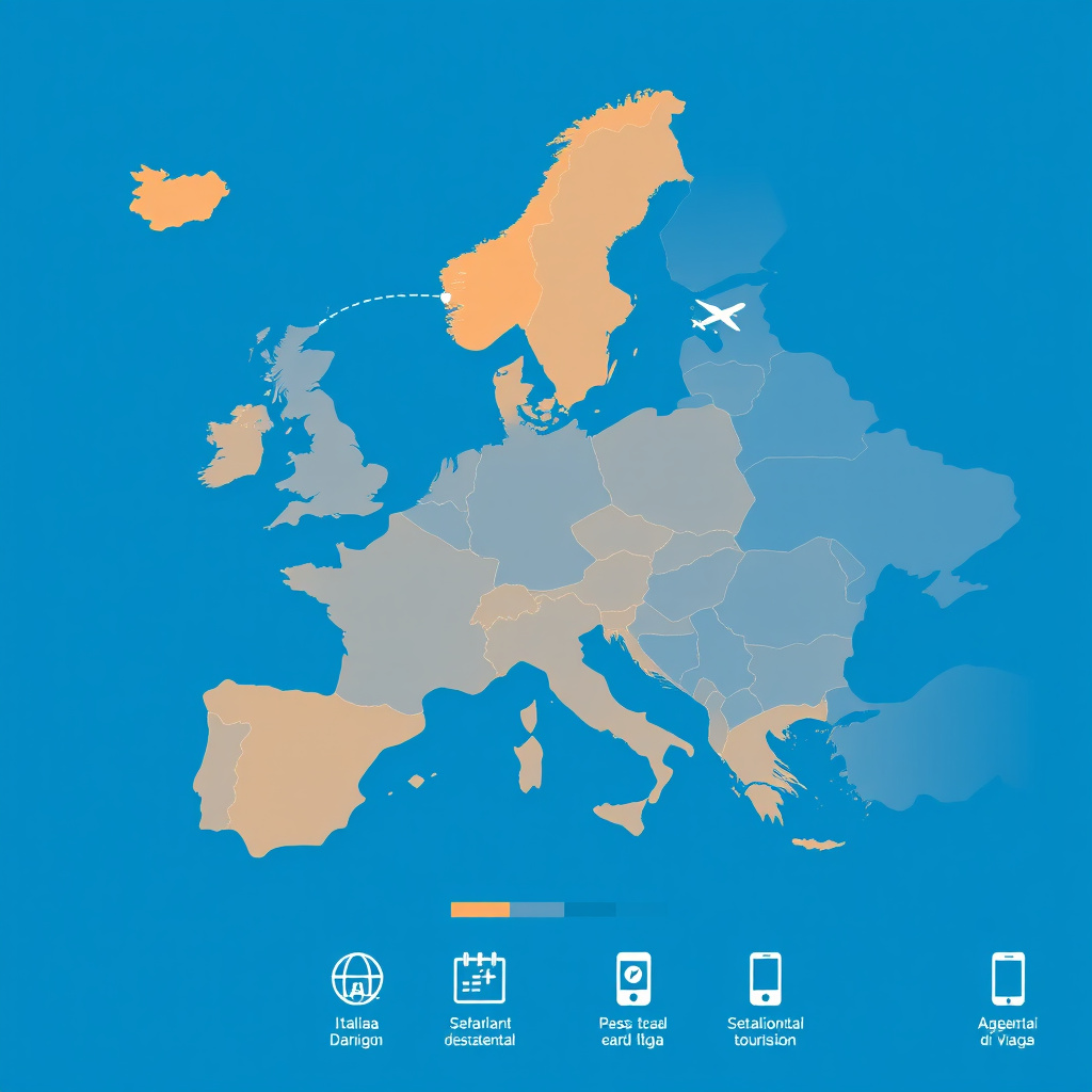 Infografica sul comportamento di acquisto dei viaggiatori italiani nel 2025: booking window, spesa media e canali di prenotazione