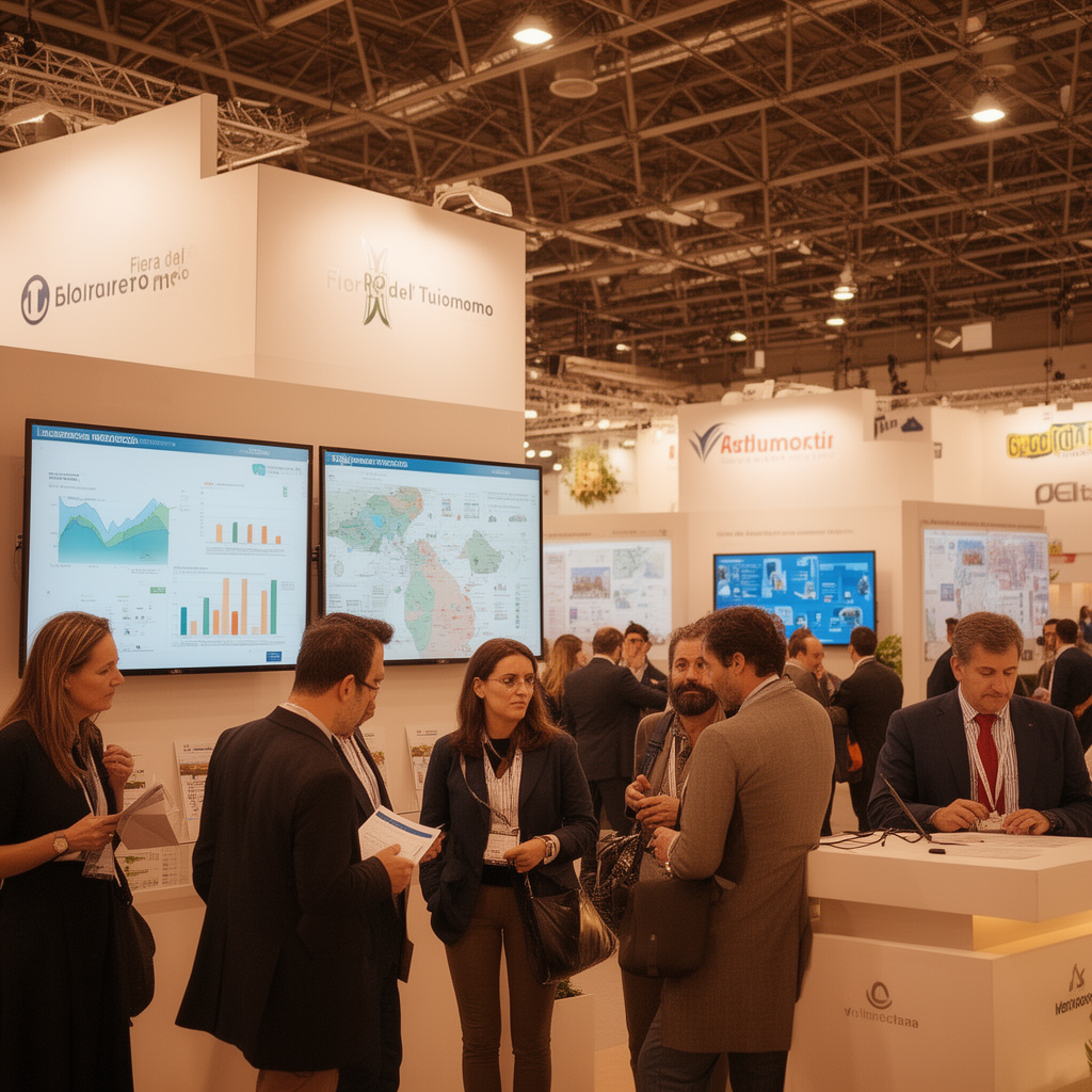Operatori del turismo organizzato al TTG Travel Experience di Rimini 2026 consultano dati di mercato su destinazioni internazionali
