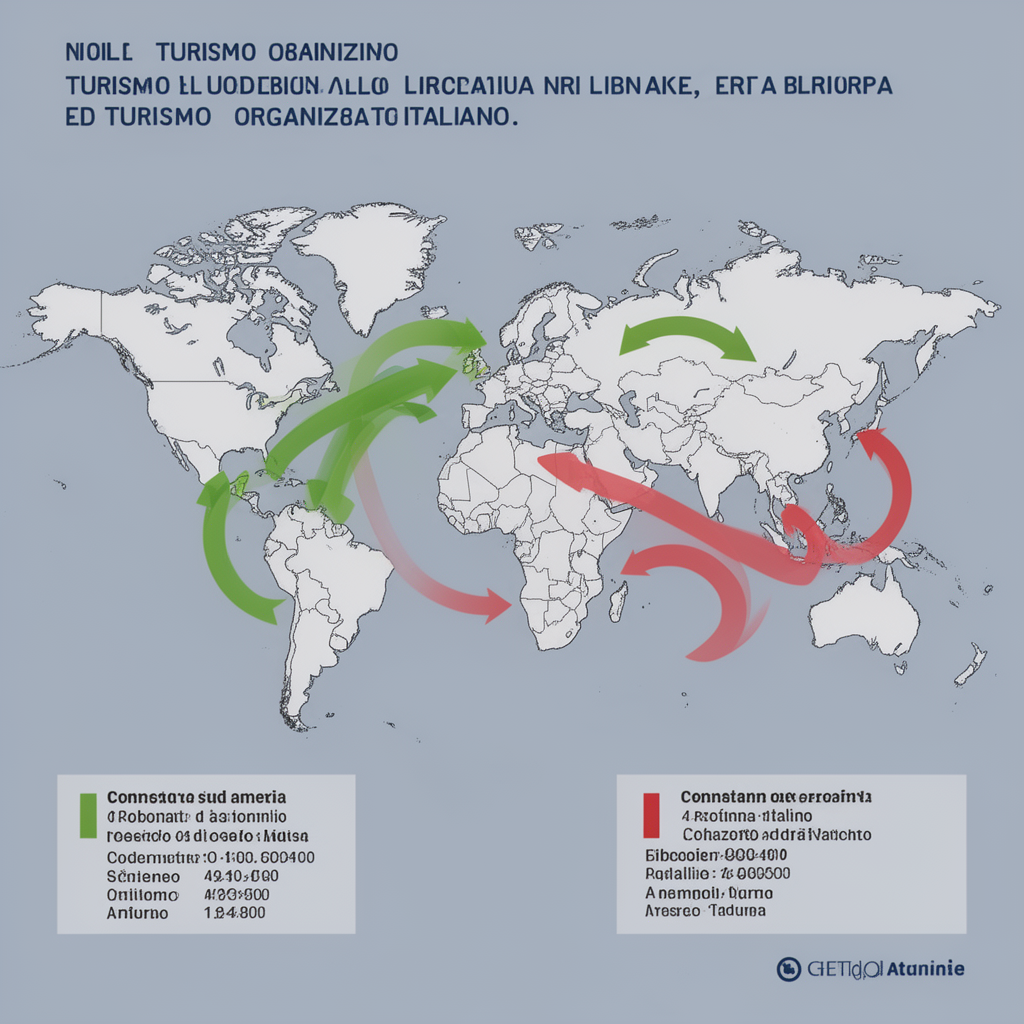 Mappa delle destinazioni del turismo organizzato italiano autunno-inverno 2026/27: crescita Sud America ed Europa, flessione Medio Oriente e Nord America