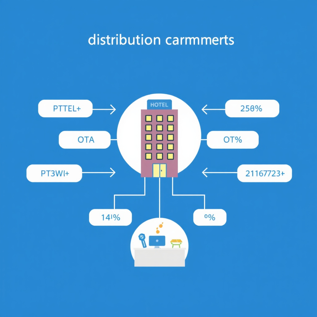 Schema della distribuzione alberghiera multicanale con rappresentazione delle commissioni OTA per strutture indipendenti
